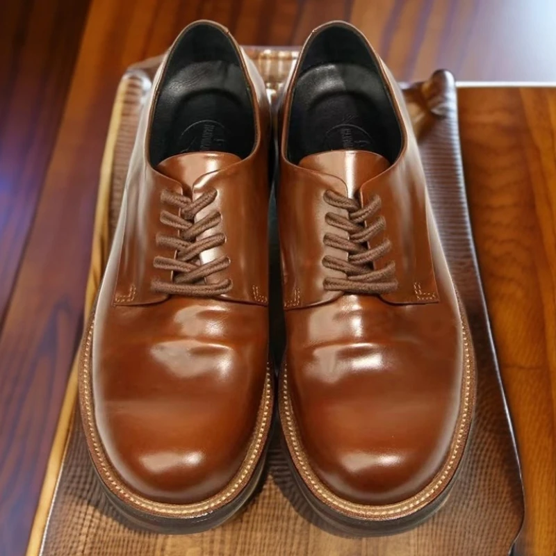 

Genuine Leather Soft Sole Men's British Dress Shoes luxury quality Brogues Comfortable Western Wedding Derby Shoes