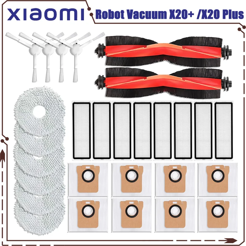 Piezas de repuesto para Robot aspirador Xiaomi X20 + /X20 Plus, accesorios, Cepillo Lateral principal, filtro Hepa, paño de mopa, bolsa para polvo