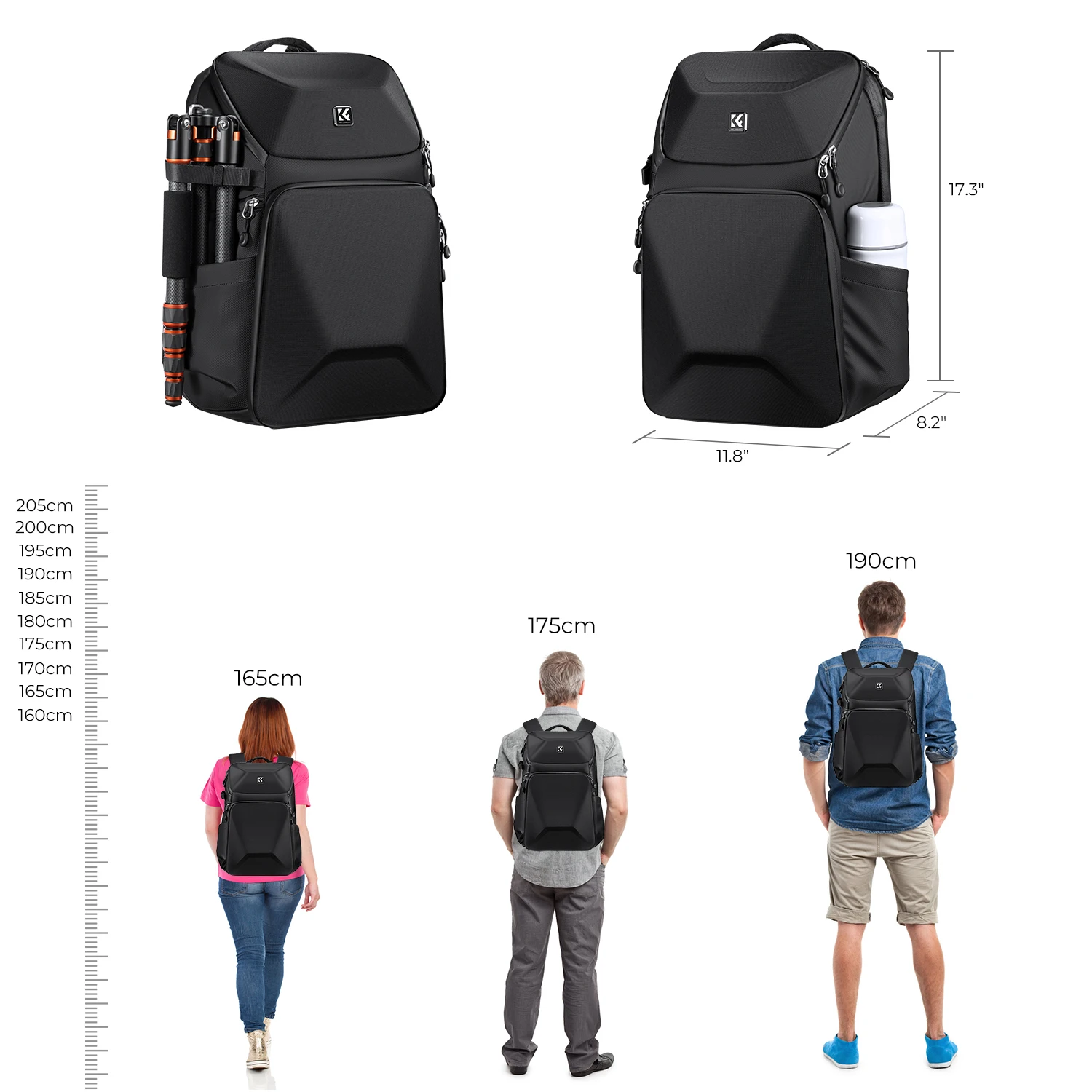 K&F Concept Outdoor Camera Backpack 20L Large Waterproof Video Bag for Photographer 15.6inch Laptop Tripod Multi-functional Case