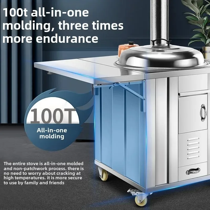 

Stainless steel rural 304 firewood stove household mobile large iron pot soil outdoor outdoor firewood
