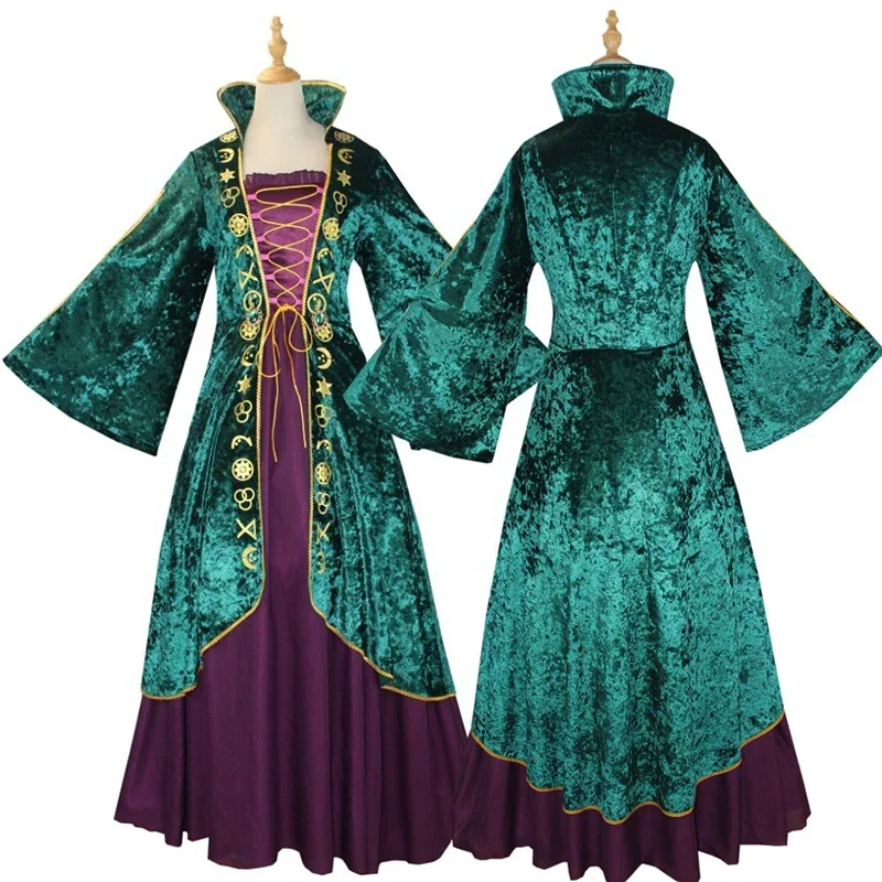 2025 New Movie Hocus Pocus Costume Witch Winifred Sanderson Cosplay Long Dress Adult Women Girls Halloween Carnival C AA