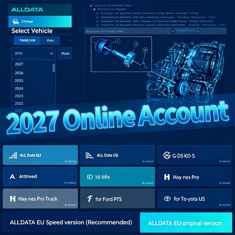 2027 1Year Online Account for AllData US EU Car Data Software Wiring Diagrams Repair All Data Hay-nes PRO Support with Mobile/PC