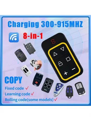 Universal Garage Remote Control Gate Key Duplicator Clone Multi-frequency Garage Door Controller 8 Channels 300-915Mhz 433Mhz