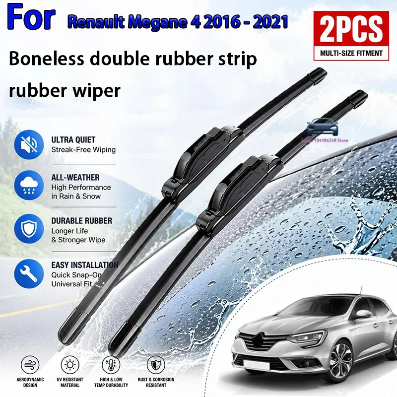 

Front Wiper Blades Set For Renault Megane 4 2016 - 2021 Windshield Windscreen Window Rain Brushes 24"18" Modification Parts
