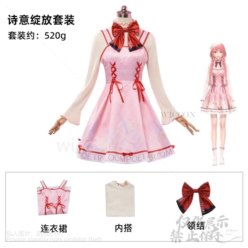 Anime gra Infinity Nikki Lolita różowa sukienka Nikki peruki do Cosplay dla dziewczynek kobieta na Halloween prezenty na przyjęcie bożonarodzeniowe dostosowane