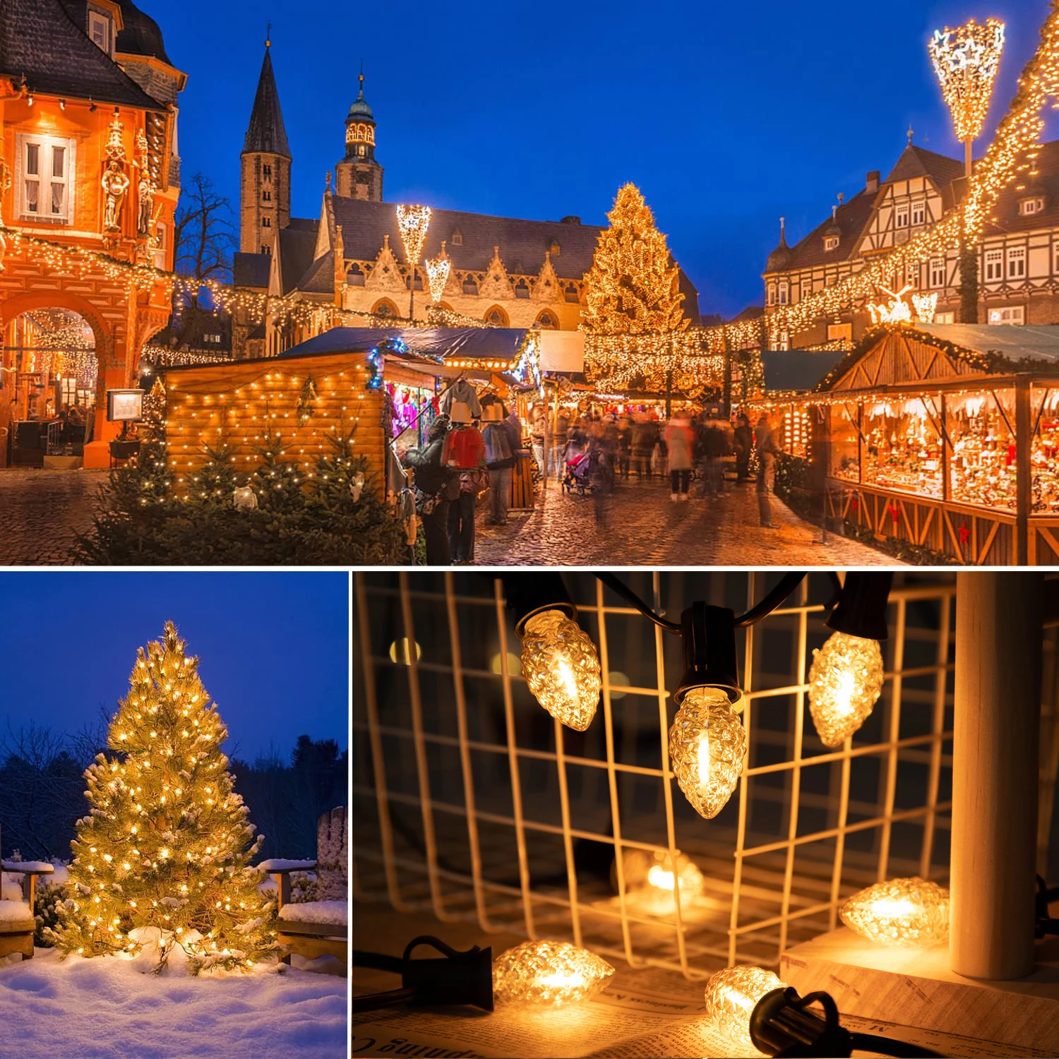 C7 Straßen girlande Lichter 110v 220v Garten leuchten im Freien Wäscheleine wasserdicht anschließ bare Weihnachten Neujahr Dekoration Licht