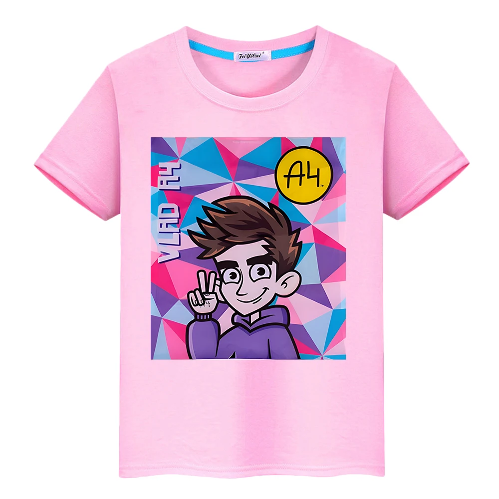 Влад Бумага А4 boy girl Summer 100%Cotton Short T-shirt y2k one piece Kawaii Merch A4 Lamba Tops Anime Tees kids clothes