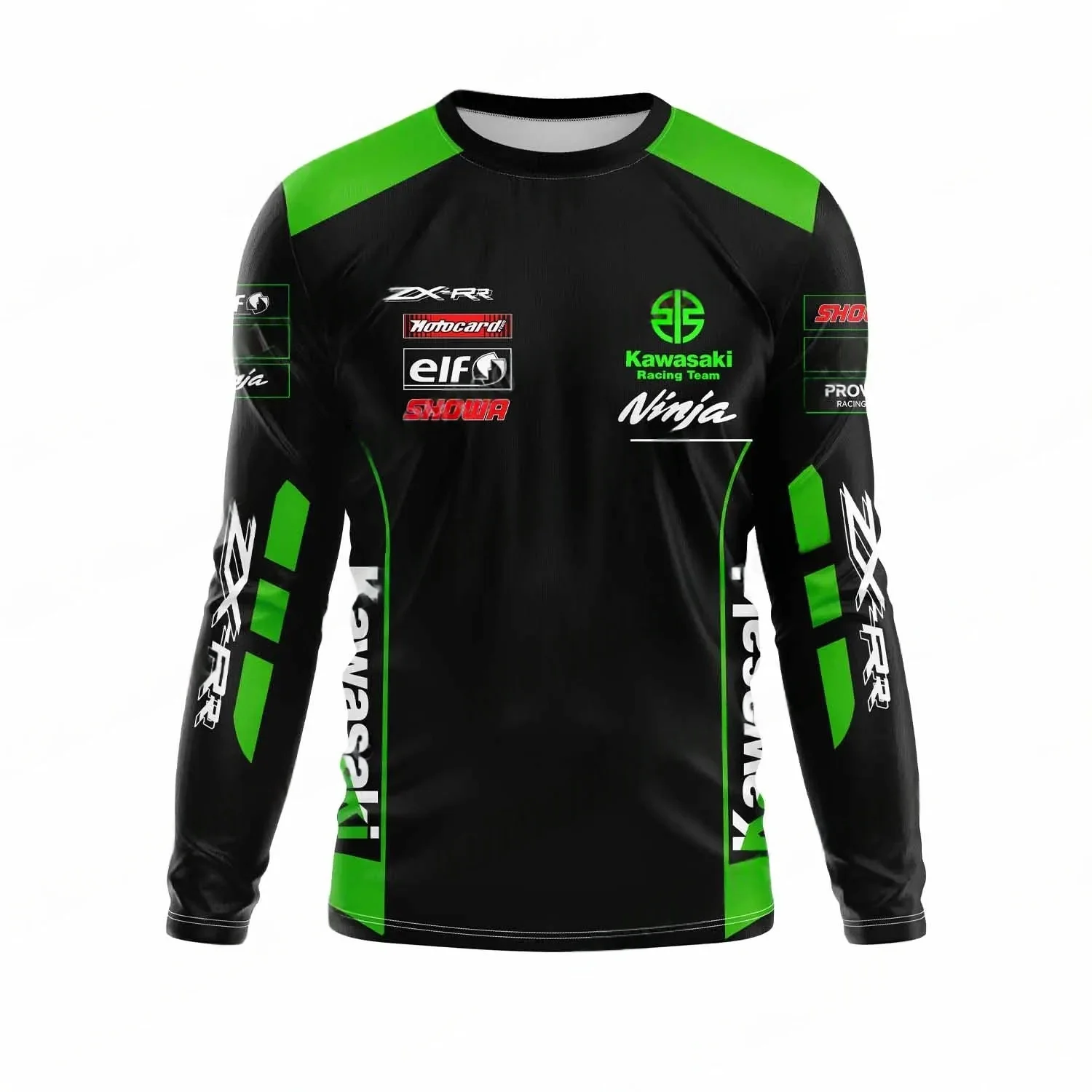 T-shirt d'été à manches longues pour hommes, combinaison de moto Kawasaki, protection solaire, séchage rapide, absorbant la sueur, imprimé en 3D