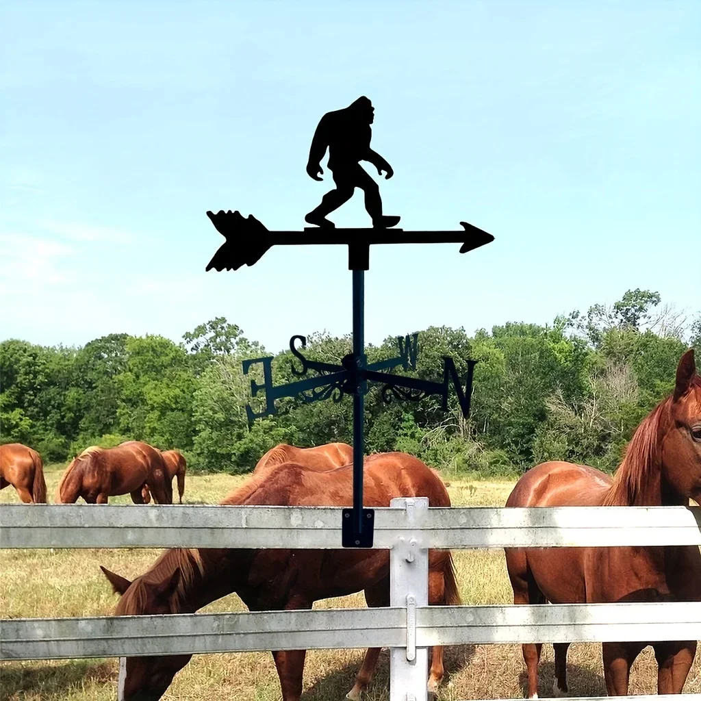 

metal iron Iron Garden Art Silhouette Gibbon Wind Vane with Spike, Weathervane Metal Wind Vane Yards Decoration Lawn, Garden Ir