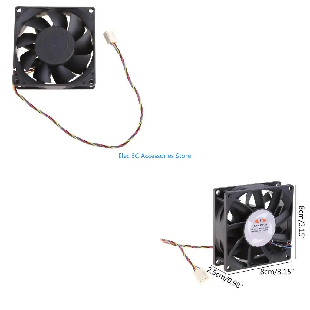 Y51A Brushless Computer Fan 8x8x2.5cm 85.2CFM 6500RPM 4Pin 4 Wire PWM Automatic Temperature Control Cooler by KZ8025B012U