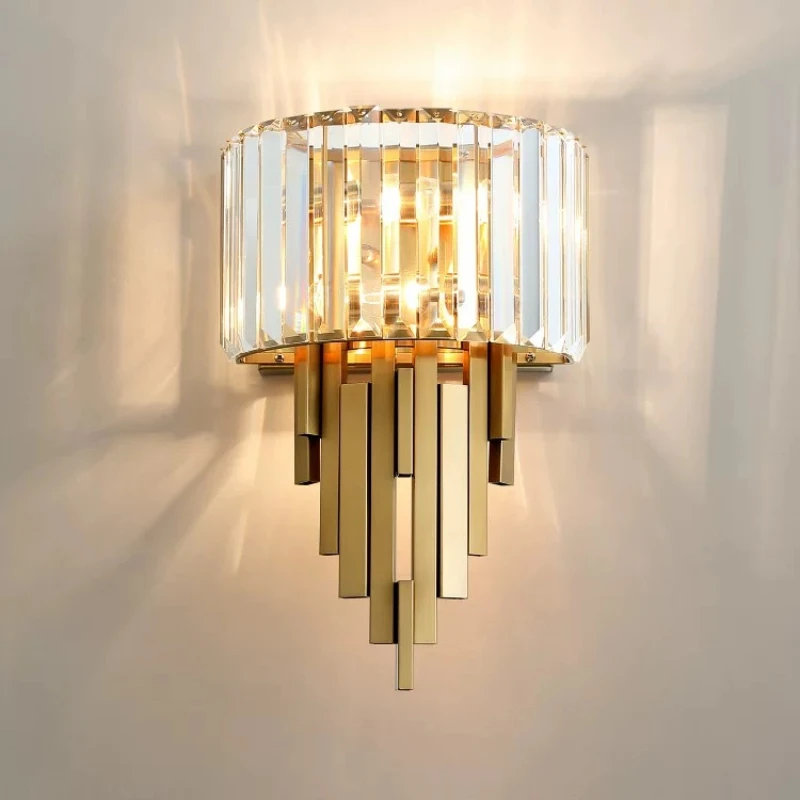 Nordic Postmodern Crystal Wall Light Creative Living Room TV Background Bedroom Bedside Lamp Hotel Aisle Luxury Foyer Study