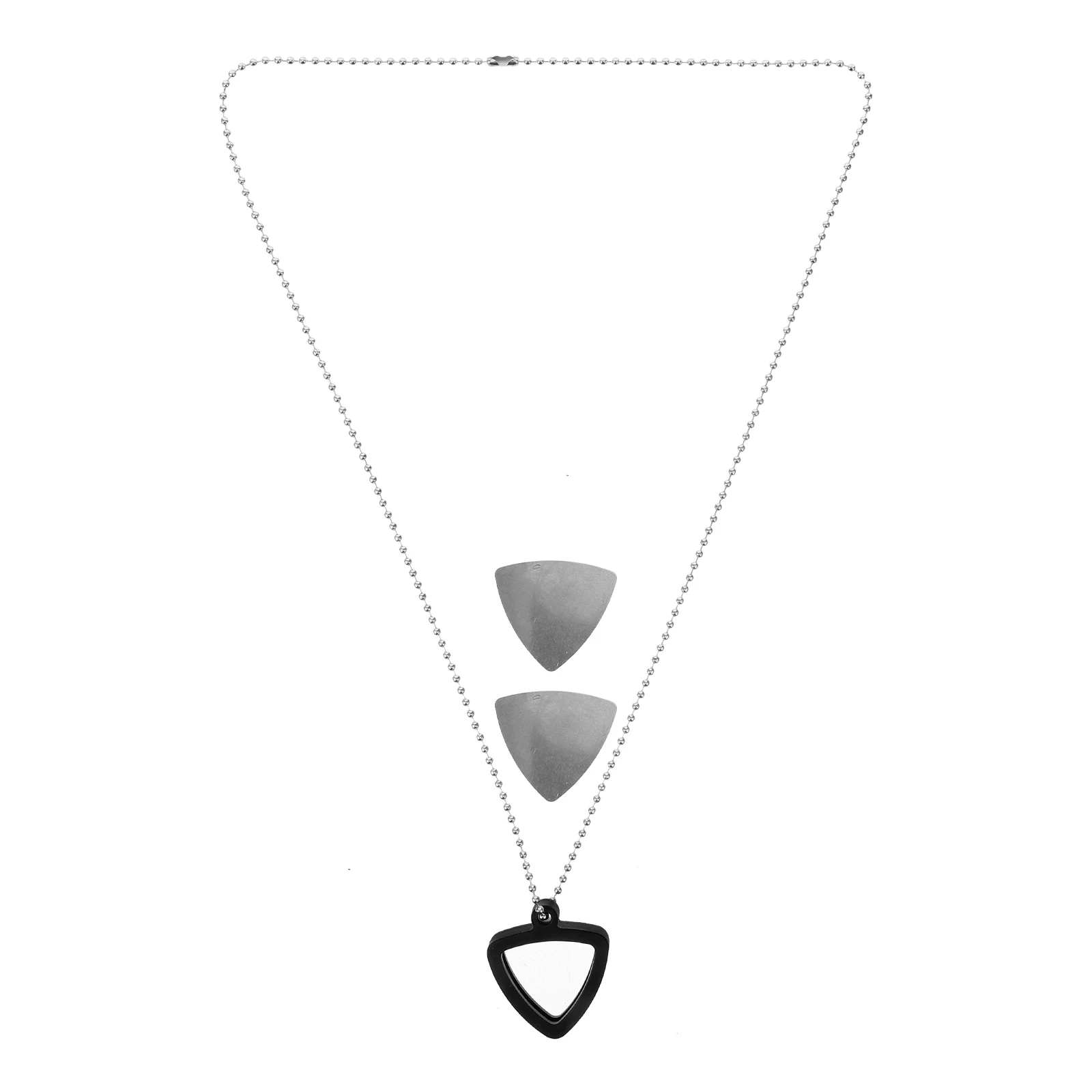 

1 set Guitar Pick Pendant Necklace 2 Stainless Steel Picks Silicone Holder for Guitar Bass Ukulele Accessories Portable