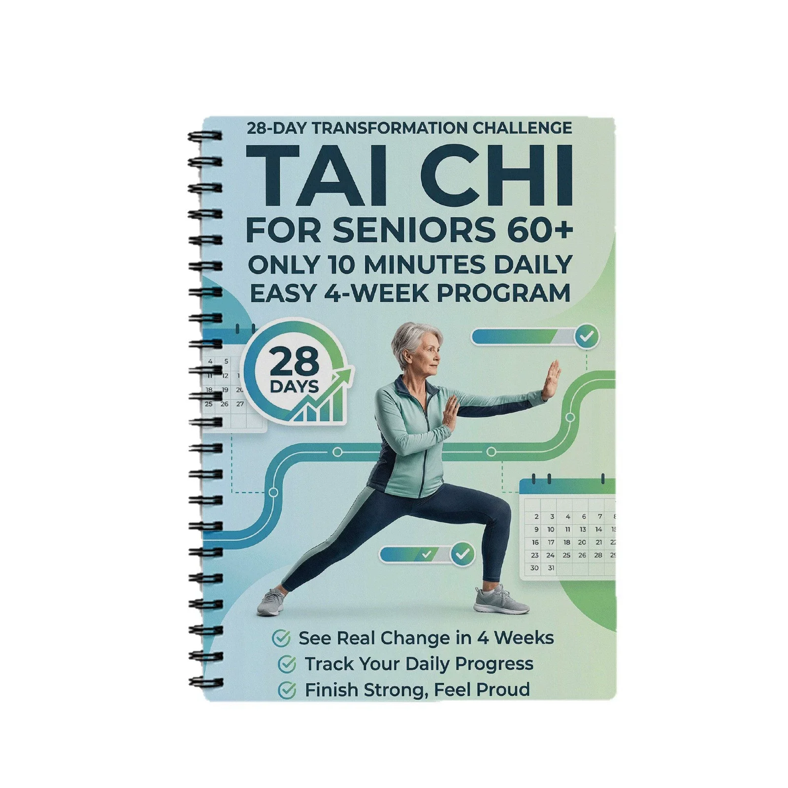 28 Days Transformation Challenge Tai Chi For Seniors Only 10 Minutes Daily Tai Chi Walking Easy 4-week Program Book