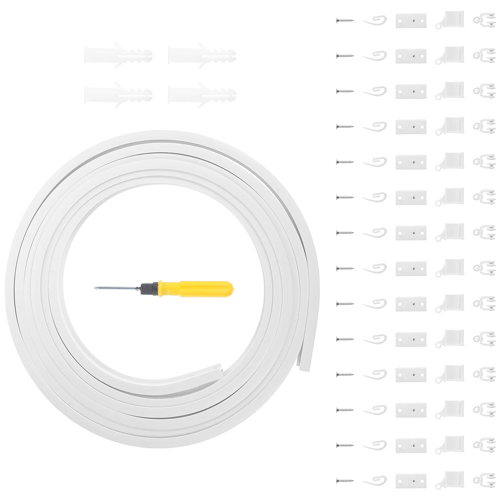 1Set Bay Window Curtain Track Kit Ceiling Mount Bendable Rail System Smooth Glide for Drapes Valances Room Dividers