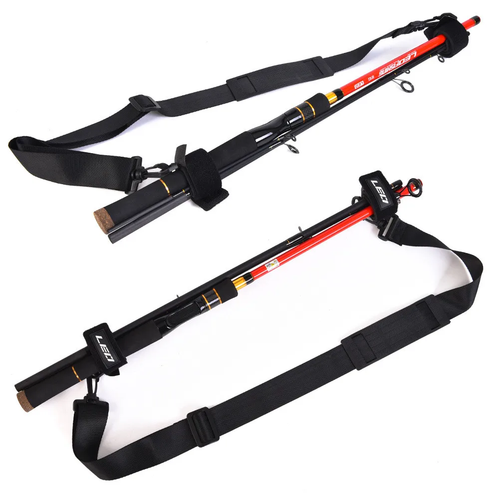 LEO Adjustable  Fishing Rod Carrying Strap Sling Shoulder Belt Security Tools Nylon Lure Rod Magic Tape Strap Tackle Accessories