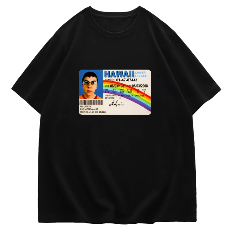 Funny Men Clothing Mclovin Id Card Superbad Geek T Shirt Summer Female Male Fashion Humor Graphic Tshirts Casual Streetwear Tops