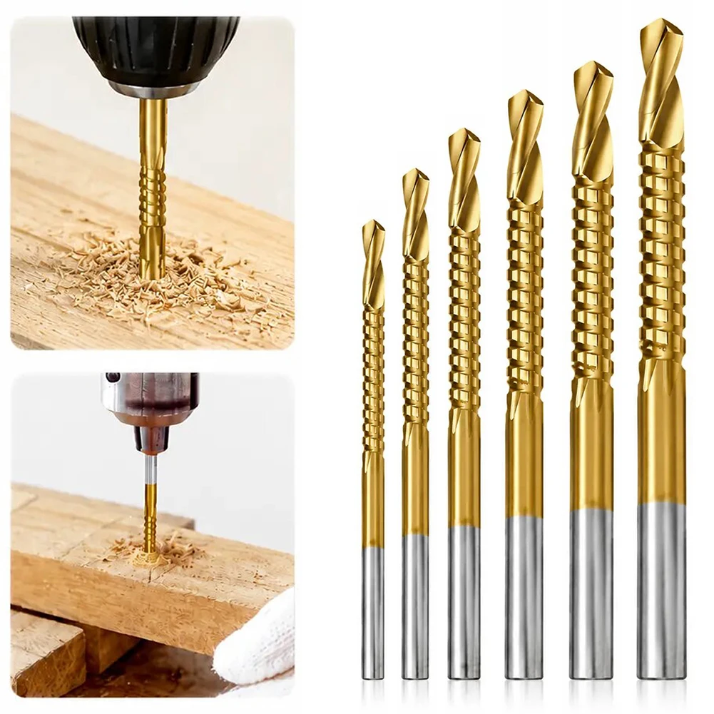 6pcs/Set Multifunctional Twist-Drill Bit,Titanium-Coated-HSS Drill Bits Set,Multipurpose Universal Drilling Tools,For Wall/Wood