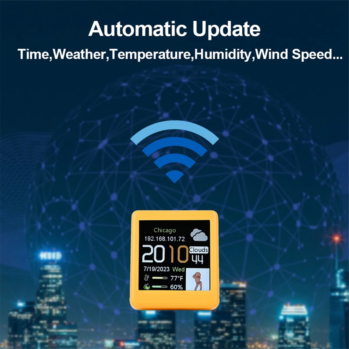 Smart WIFI Weather Station Clock DIY Cute GIF Animations Desktop Decoration Electronic Album Function MINI Clock A