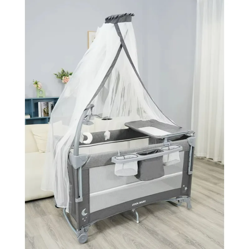 

2026 Baby Bassinet Bedside Crib, Pack And Play With Diaper Changer And Playards From Newborn To Toddlers