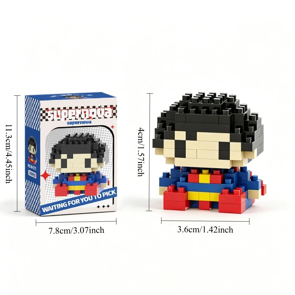 Spider-Man, Superman, Captain America 3D Micro-Particle Building Blocks, Interlocking Model Ornament, Stress Relief Toy view 4