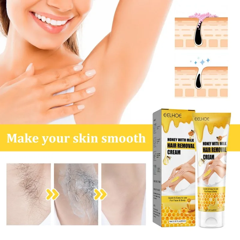 

EELHOE Honey Milk Hair Removal Cream Smooth Underarms Arms Legs Hair Whole Body Quick Gentle Hair Removal Wholesale