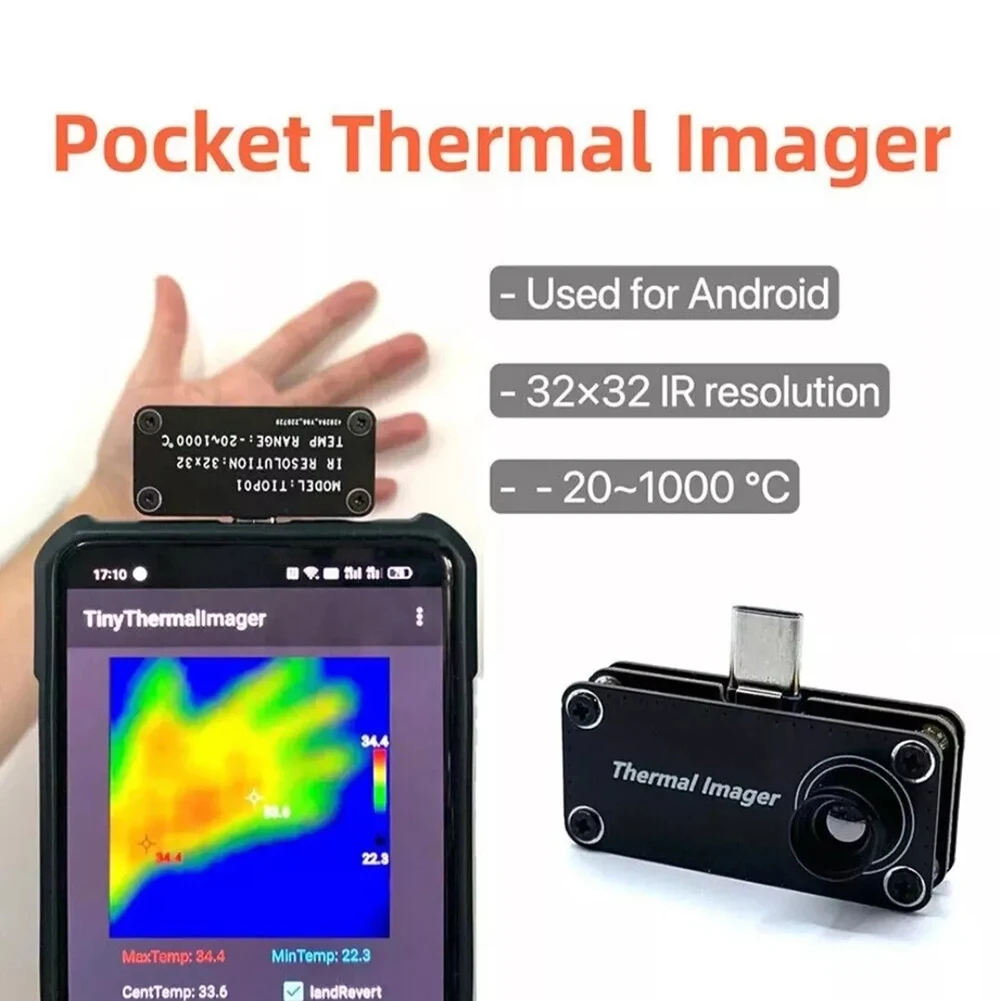 Type-C Mobile Thermal Imager APP Control 32*32 Pixels Infrared Thermal Imager Infrared Camera For Android Mobile Phone Hot Sale