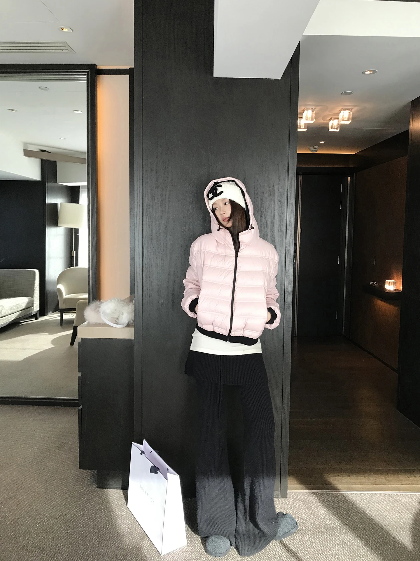 

G Sle Women's down Jaet Winter 2025 New Warm 90 White Du down Pink Beautiful Winter Outerwear Coat Simple Straight Cut