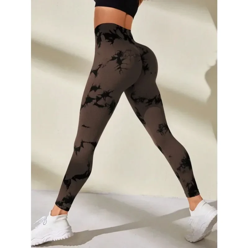 Seamless Tie Dye Leggings Women High Waist Fitness Leggings High Elastic Slim Hip Liftting Fashion Gym Trainning Running Tights