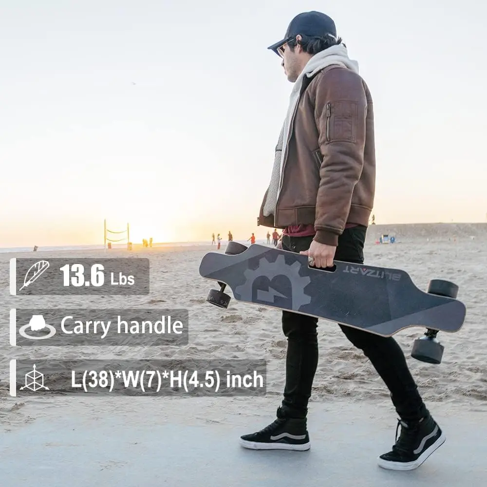 Electric Longboard Electronic Skateboard 18mph 350w brushless Motor (Hurricane Black)