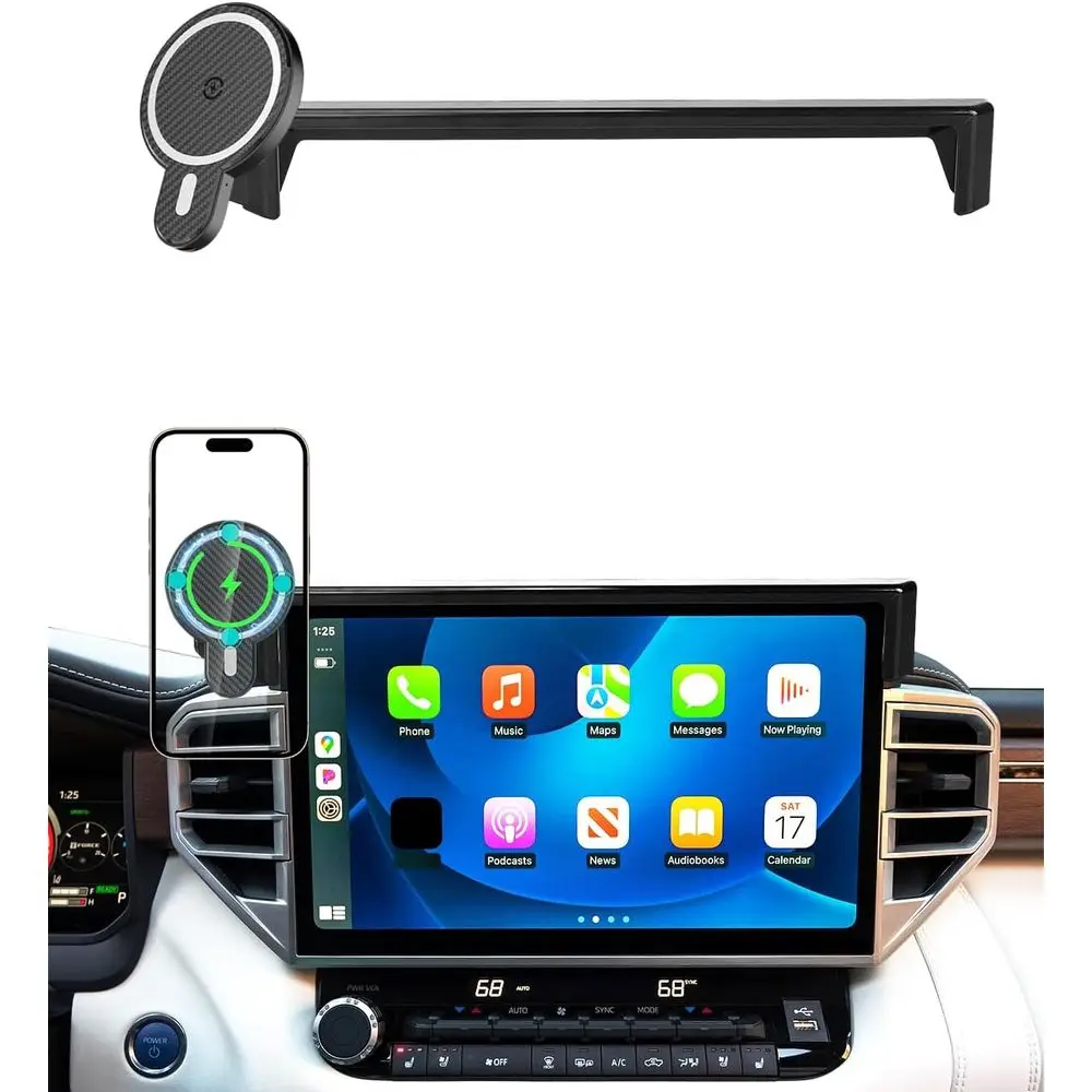 

Универсальный 14-дюймовый магнитный автомобильный держатель для телефона с поворотом на 360° ° Поворотный механизм и быстрая беспроводная зарядка 15 Вт