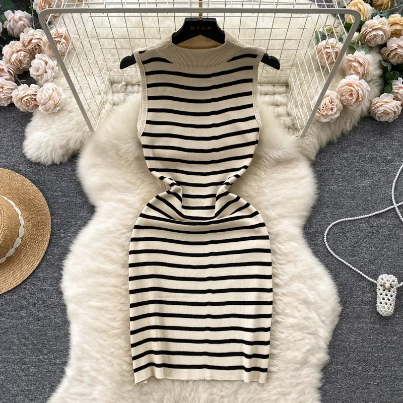 Strip O Neck Slim Summer Sexy Knit Mini Dress Spaghetti Strap Vestido De Festa Women Casual Party Bodycon Elastic Vestidos