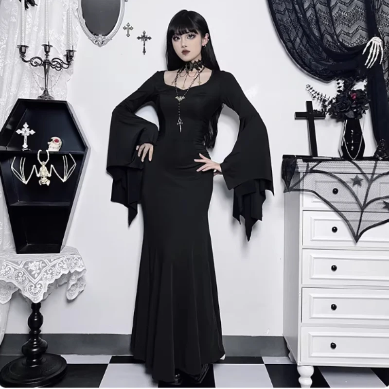 

New Light Blue Model Catwalk Fishtail Dress Banquet Long Style High Waist Slimming Temperament Annual Party Evening Women' Dress