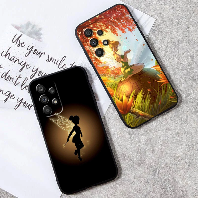 Disney Anime Tinker Bell Cute For Samsung A53 A52 A33 A32 A51 A71 A21S A13 A73 A50 A22 A23 A03 A72 A54 A12 5G Black Cover