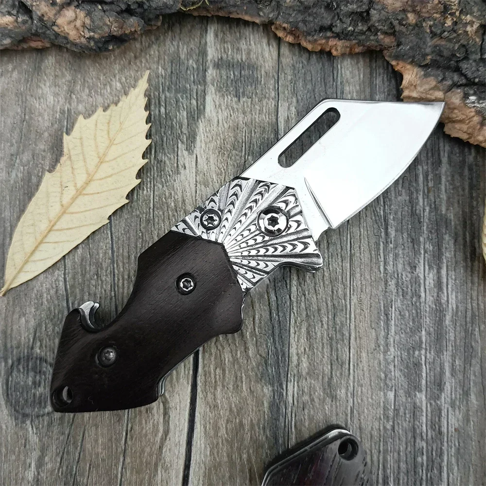 EDC Mini Outdoor Folding Knife 440C Blade Rosewood Handle Portable Survival Camping Pocket Knives Fruit Cutting Tools