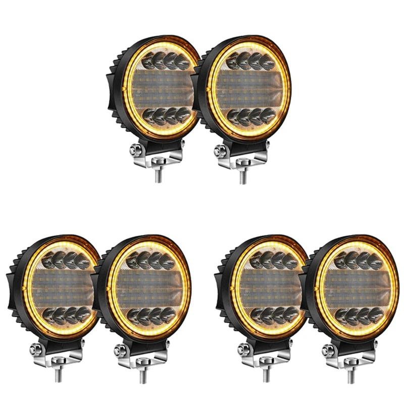 

6Pcs 4 Inch LED Work Light Combo Spot Flood Off Road Driving Amber Fog Lamp