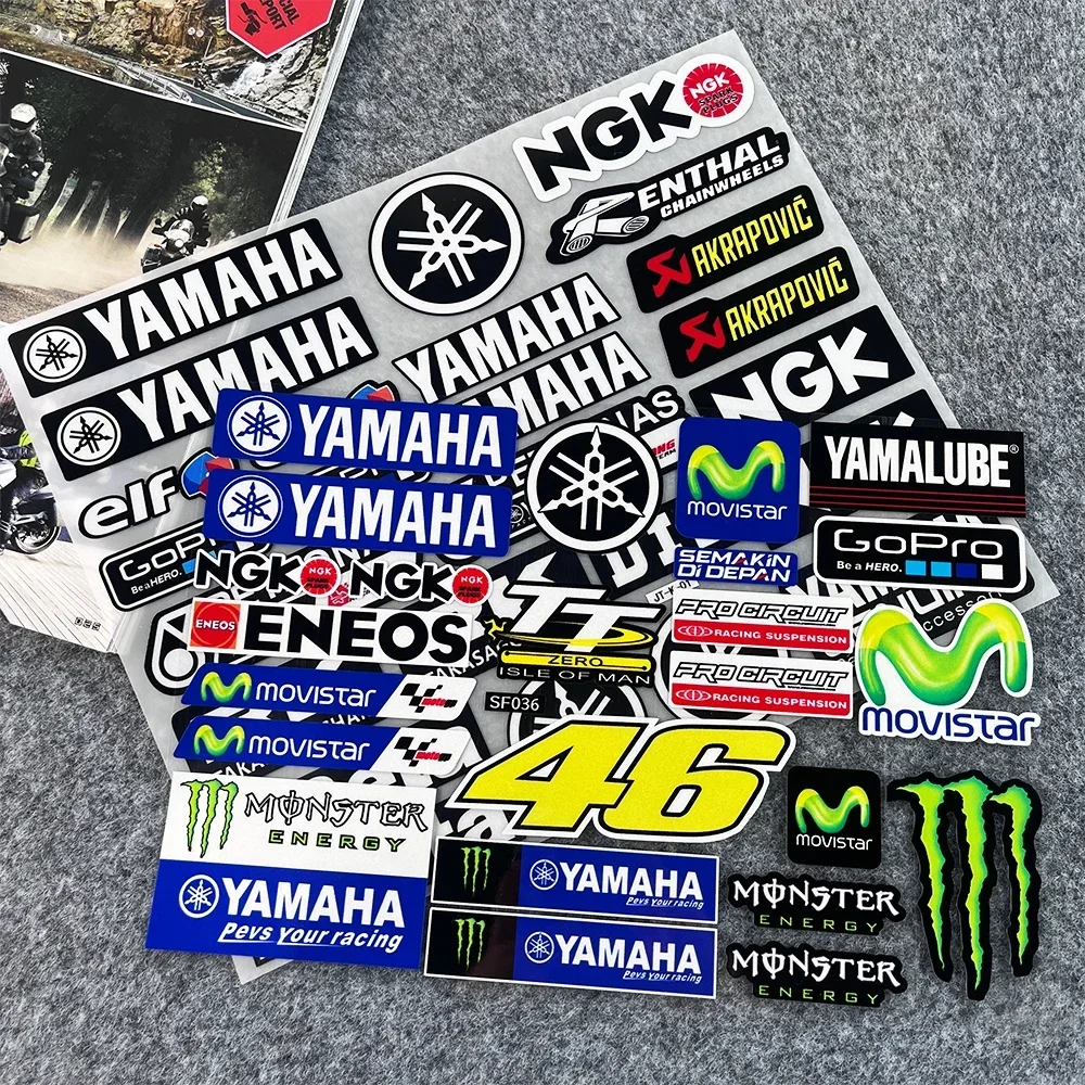 Motorcycle Reflective Waterproof Stickers Dirt Bike Helmet Trunk Modified YAMAHAS Car Decals Scooter Sponsor Decorative Stickers