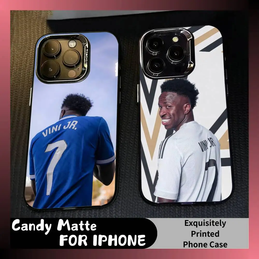 

Football Player V-Vini Jr Phone Case For iPhone 16 17 15 14 12 13 Pro Max Black Candy Matte Shockproof Cover