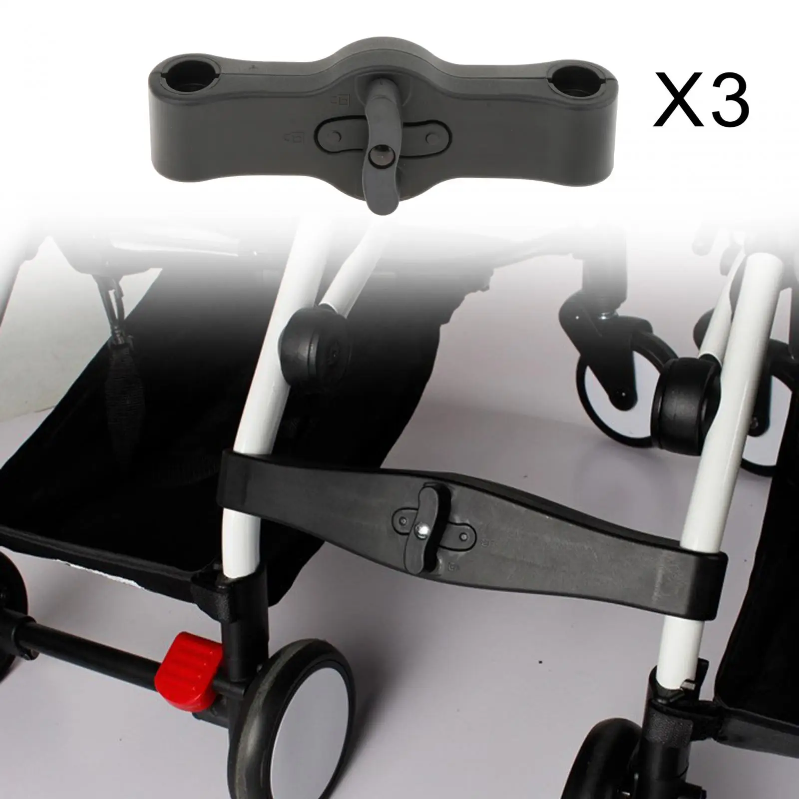 3x Pushchair Coupler Insert Dual Pram Strollers Connectors Attachment Portable Linker Twin Stroller Connector Secure Linker Hook