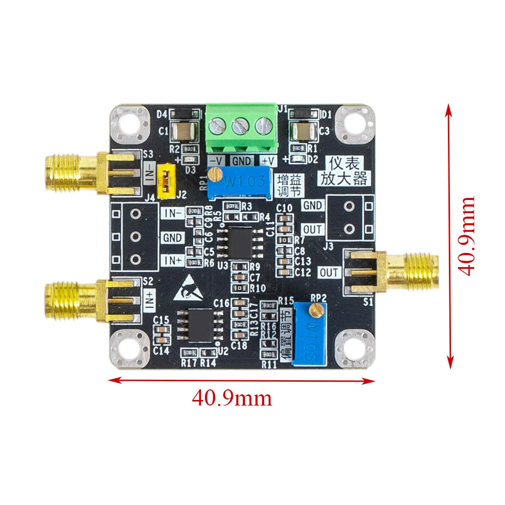 AD8429 Instrumentation Amplifier Module Microvolt Weak Signal Amplifier Single-Ended Differential Adjustable Gain 2-5000x