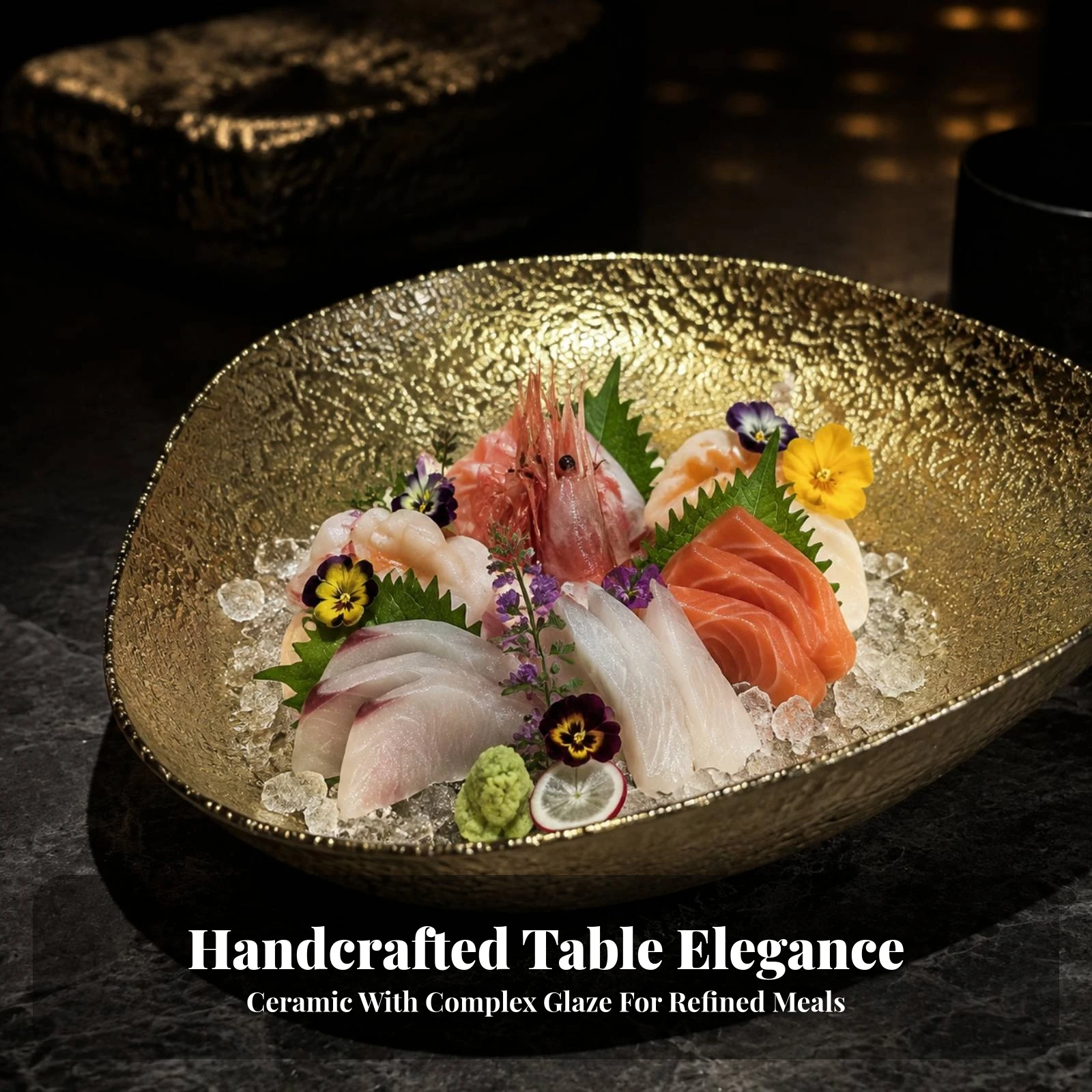 Sashimi Plate Scratch-Resistant Ceramic Serving Dish Ceramic Dish Dishwasher Safe Tableware Reusable for Home Chefs