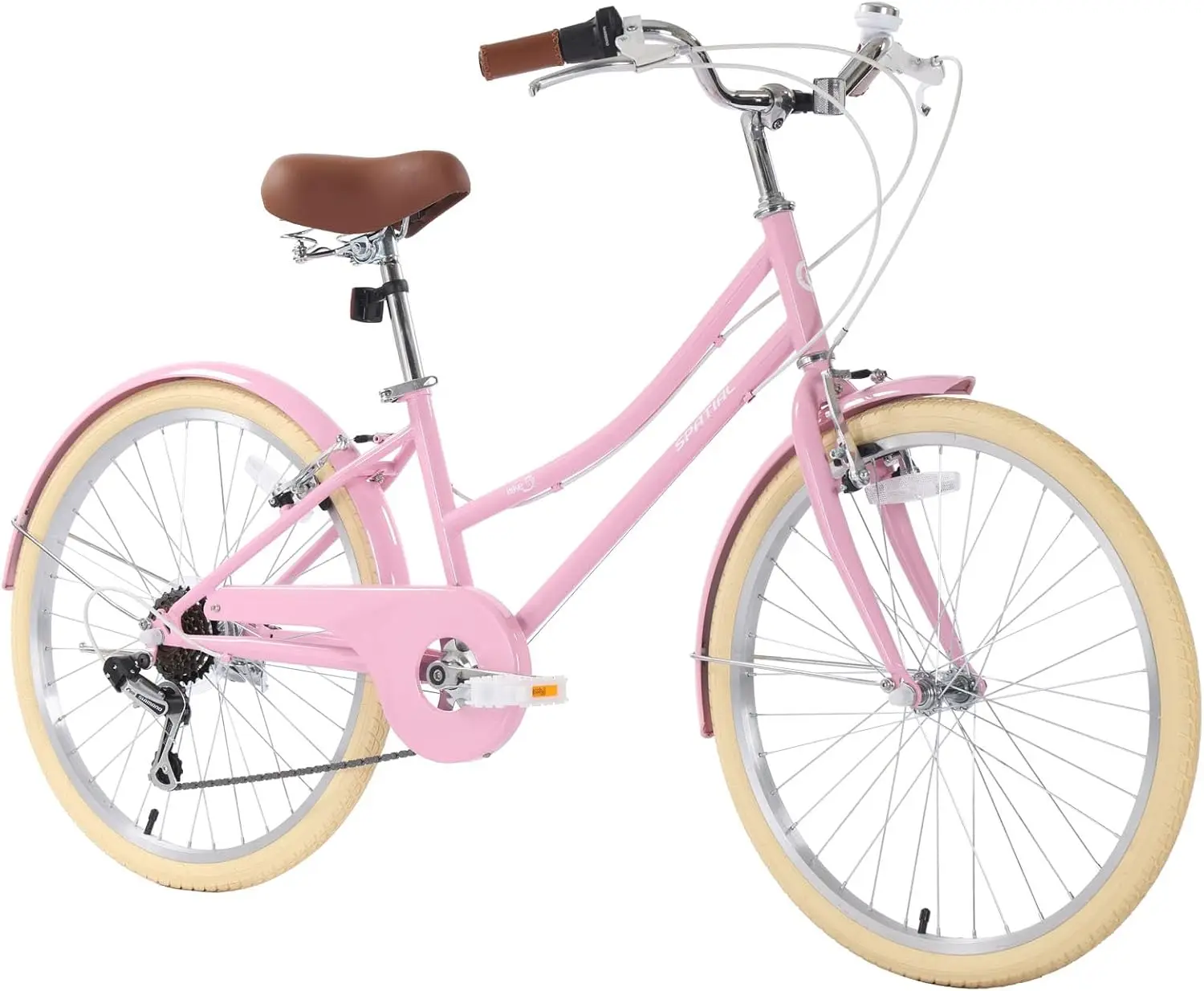 Womens Bike, 24 Inch Beach Cruiser Bike with Dual V-Brake, 6 Speed Complete Cruiser Bikes Womens Bicycle for Adults, Step-Throug