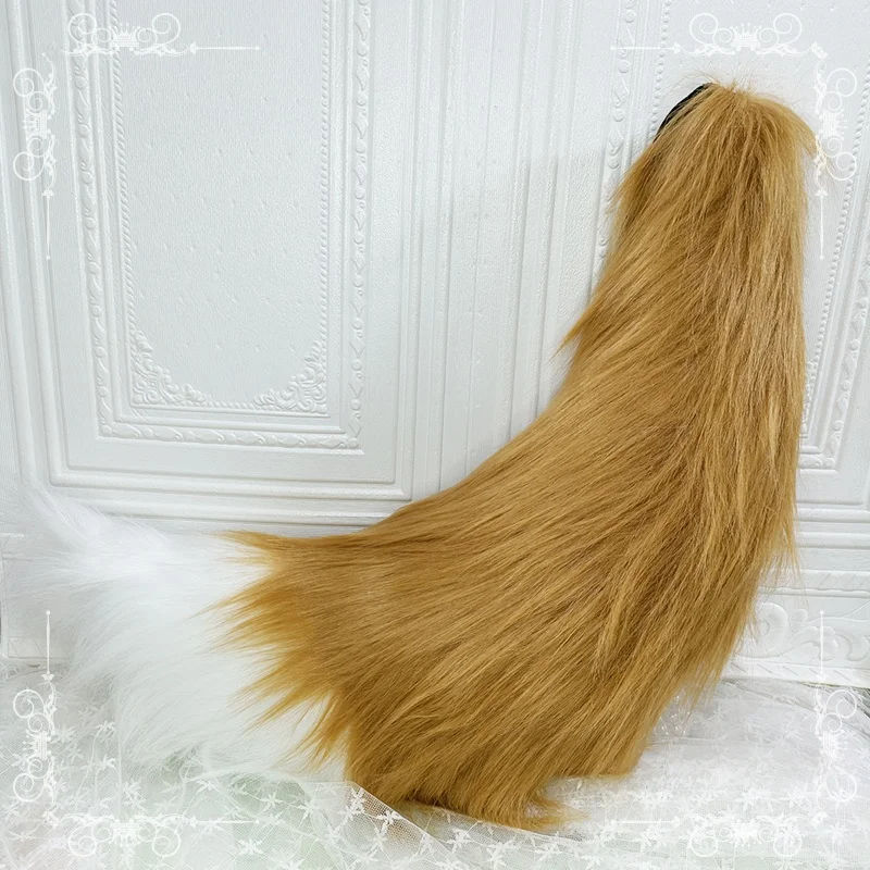 

Handmade Anime Cosplay Props Reatic Wolf Dog Tail Accories Lolita Sle ey Bla White Simulation Animal Tail