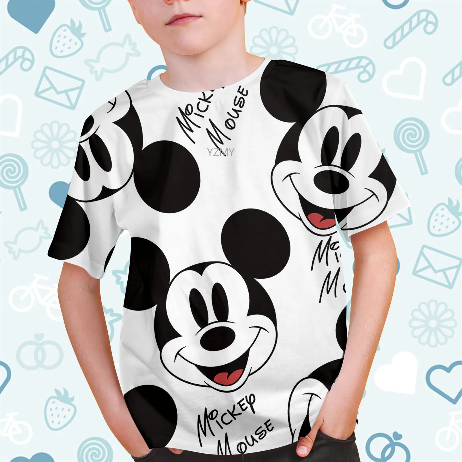 2024 Disney Mickey Minnie Casual 3d Tshirt Children's Funny Cartoon T-shirts Short Sleeve 3d Print Tops Tees