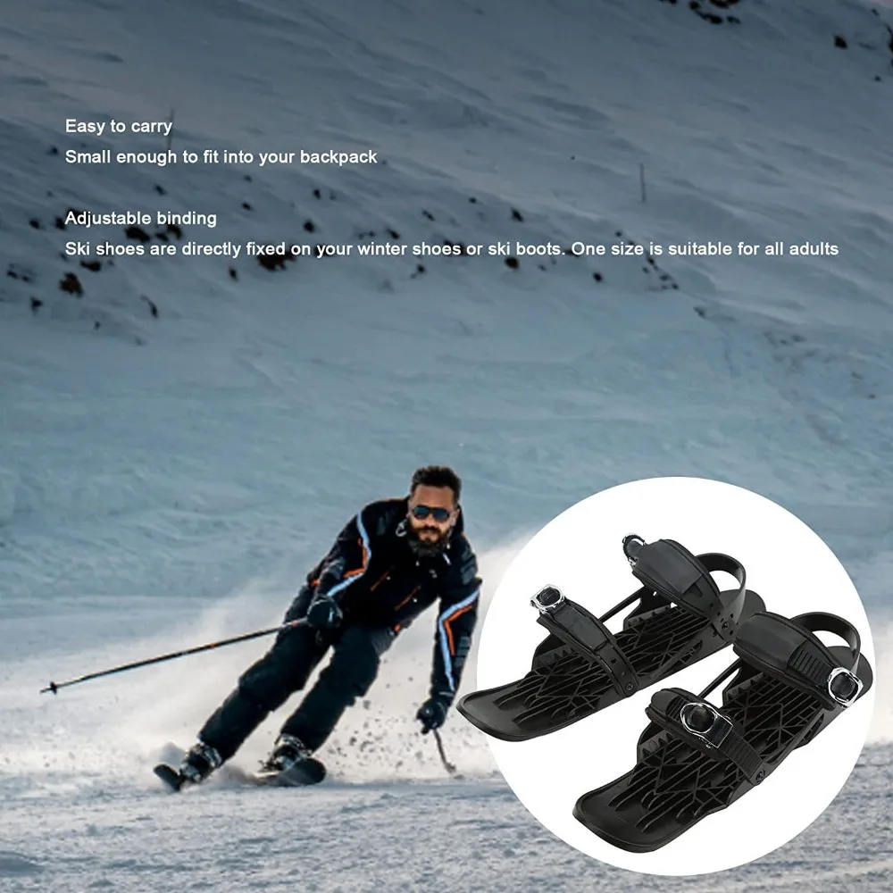 Mini Ski Skates Short Snow Skis Adjustable Strap Boot Bindings Durable Compact Snow Blades for Adults Outdoor Winter Fun 미니 스키