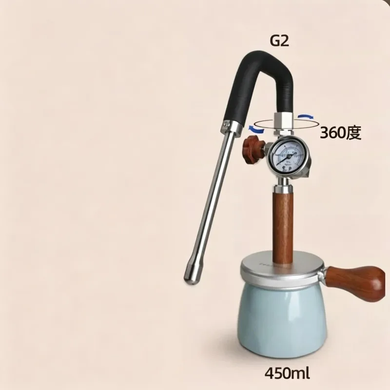 Steam Milk Frother Pneumatic 4 Bar Coffee Machine Wand for Cappuccino Latte Foam Maker Outdoor Travel Portable