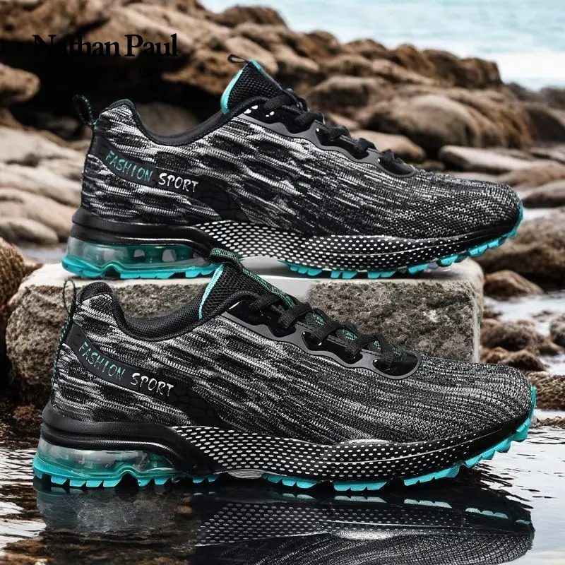 Verão nova malha respirável sapatos masculinos esportes e lazer sapatos esportivos correndo tendência versátil sapatos casuais