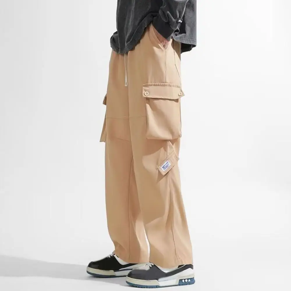 Pantalon Hip Hop avec cordon de serrage, jambes larges, multi-poches, Baggy, Cargo, ample, Y2K, pour hommes, jogging, danse