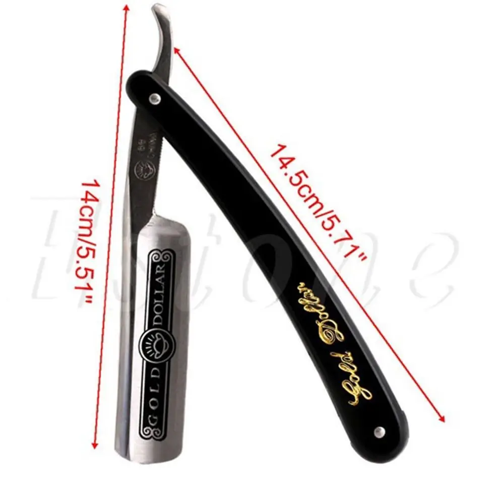 Classic Stainless Steel Manual Straight Edge  Gold Dollar 66 Barber Blades Shaving Razor