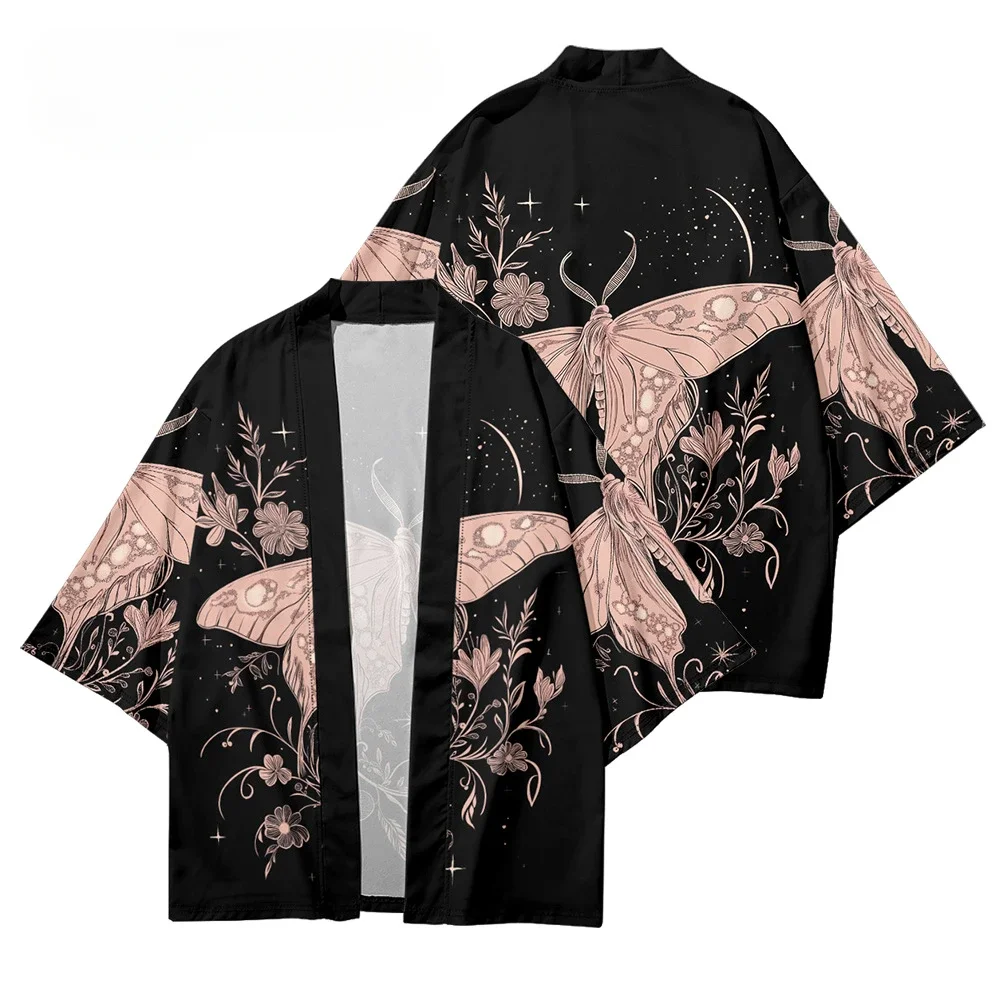

Одежда с принтом бабочки халаты хаори модный повседневный кардиган кимоно летняя пляжная гавайская рубашка женская юката японский
