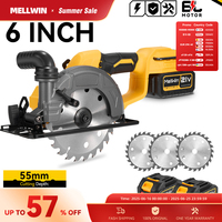 MELLWIN Brushless 150MM 6 Inch Electric Circular Saw Adjustable angle Cordless Woodworking Cutting Tool For 21V-18V Battery